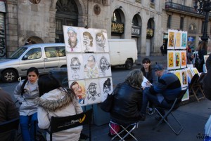 Caricaturistas en La Rambla. Barcelona