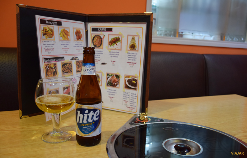 Cerveza coreana Hite. Restaurante Maru