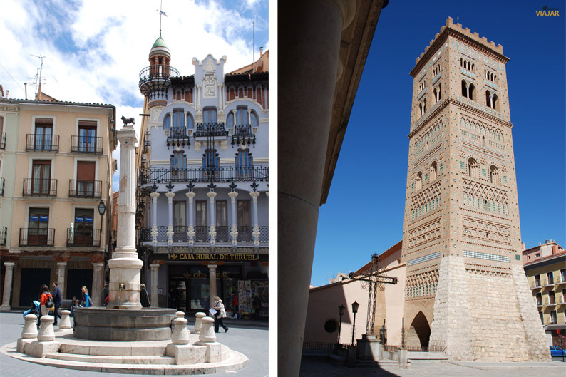 Plaza del Torico y Torre de San Martin. Teruel