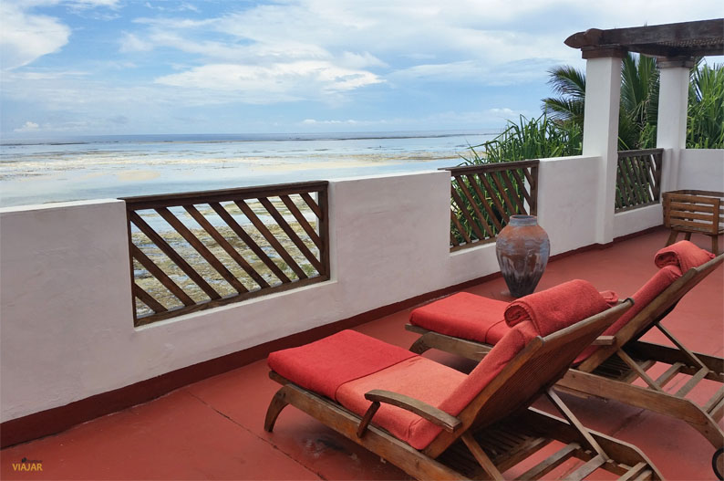 Terraza de una de las villas del hotel Essque Zalu Zanzibar