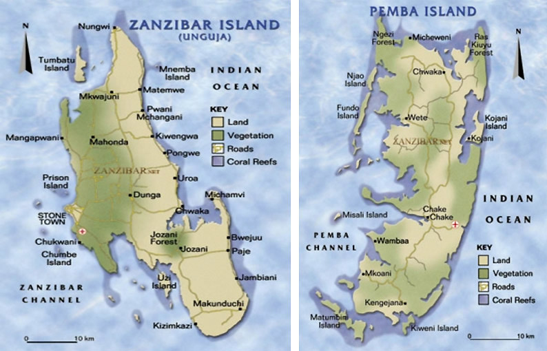 Mapa. Viajar a Zanzíbar